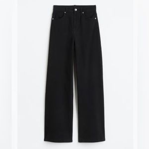 H&M black wide leg twill pants